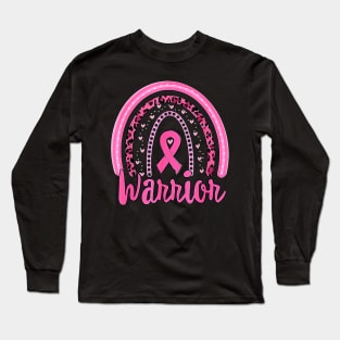 Warrior Breast Cancer Awareness Pink Ribbon Rainbow Women Long Sleeve T-Shirt